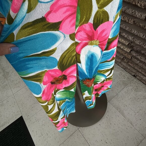 Alice Polynesian Fashions Bold Daisy Floral Maxi Dress Barkcloth Look - Picture 2 of 9